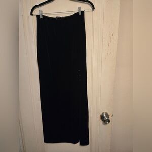 Black velvet long maxi skirt